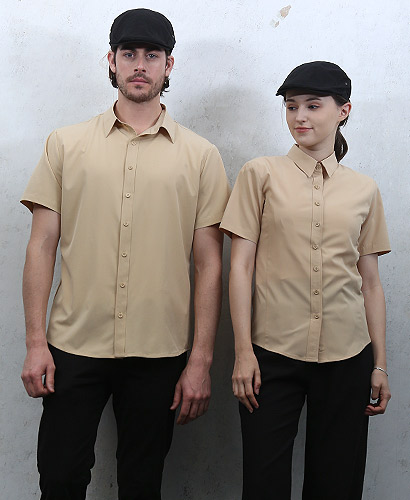 Y-918-1 국내맞춤  베이지 반팔 셔츠 07 --주문생산