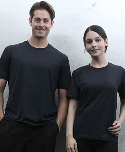 T-12 스판덱스 검정 라운드 반팔