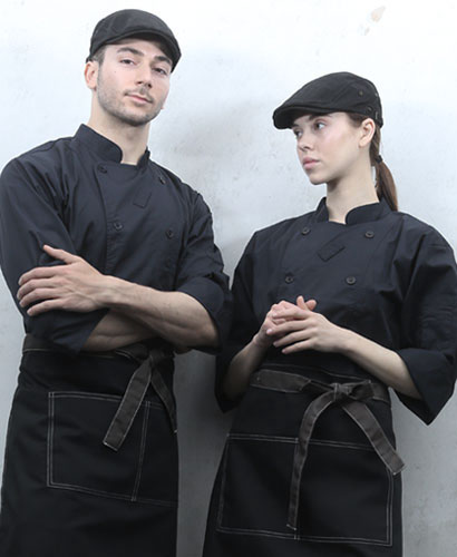 KO-1321  7부조리복 검정 더블단추