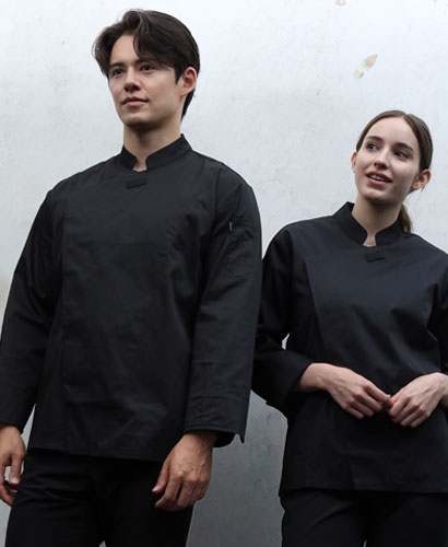 CD-77 NEW 검정 속단추 조리복  ㅡㅡ(안쪽망사) ㅡㅡ(긴팔/칠부겸용)