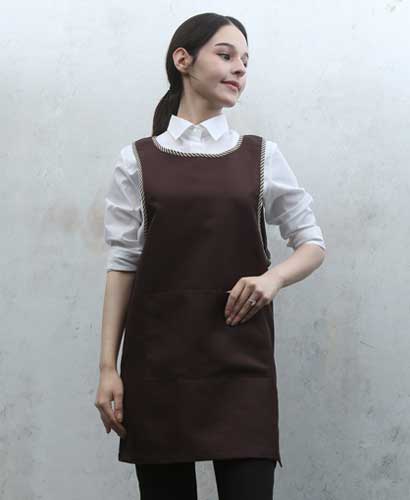 AP-928 커피 원피스 체크바이어스