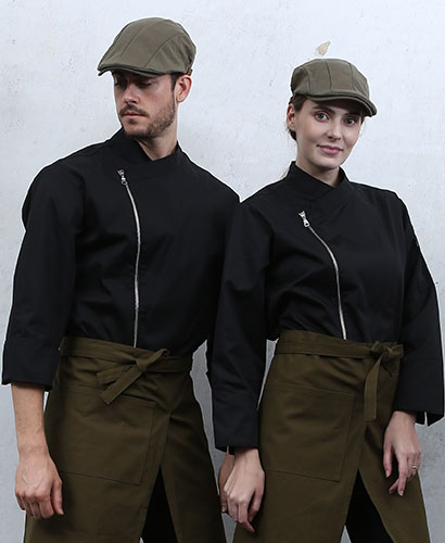 KO-85 검정 지퍼 슬립 기능성 쿡복 ㅡ(긴팔칠부겸용) 쿨메시적용