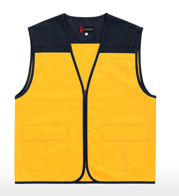CJ-LD21 곤색/노랑 V넥 조끼