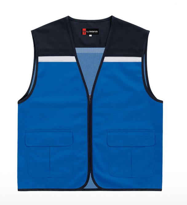 CJ-LD23 블루 뒤망사 V넥 조끼