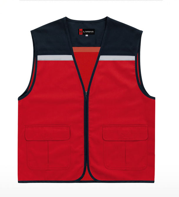 CJ-LD23 빨강 뒤망사 V넥 조끼
