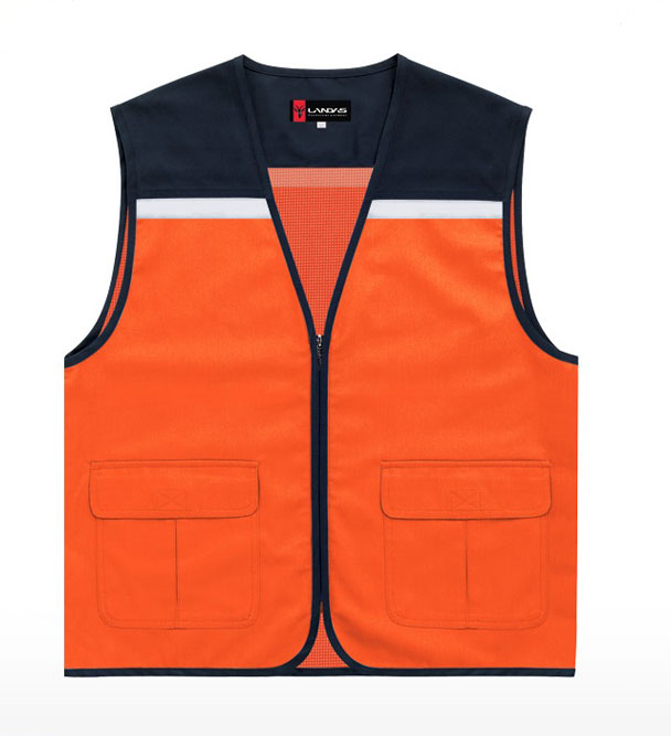 CJ-LD23 오렌지 뒤망사 V넥 조끼