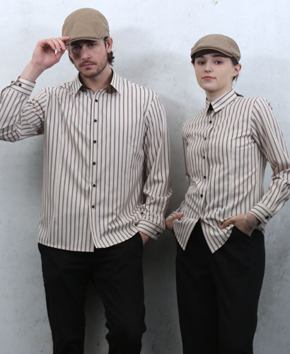 Y-809 긴팔 베이지 커피스트라이프