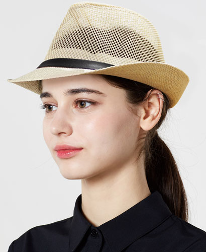 C-608S 베이지 메쉬 페도라