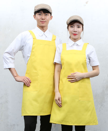 AP-189 면혼방 노랑 H형 앞치마--ㅡㅡ-ㅡㅡ(넉넉한사이즈)