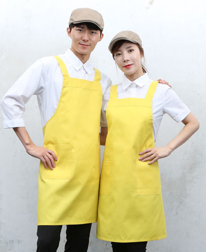 AP-189 면혼방 노랑 H형 앞치마--ㅡㅡ-ㅡㅡ(넉넉한사이즈)