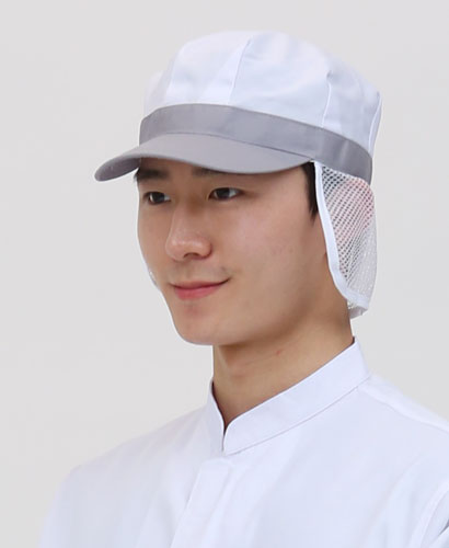 C-137-2 회색챙 귀망사 식품위생모  (뒤조절기)