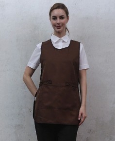AP-369 옆트임 갈색 원피스형앞치마 ＃(폴리원단)