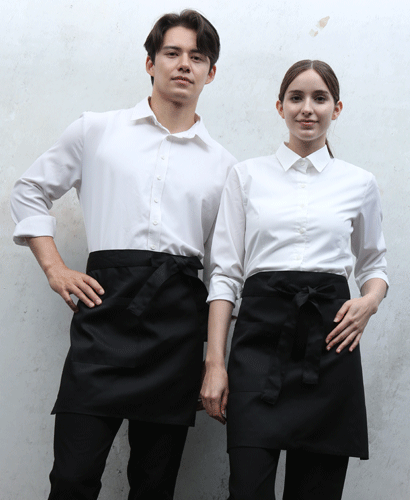 AP-301B 검정 반앞치마 [면혼방]ㅡㅡ 밑으로 47cm 외주머니