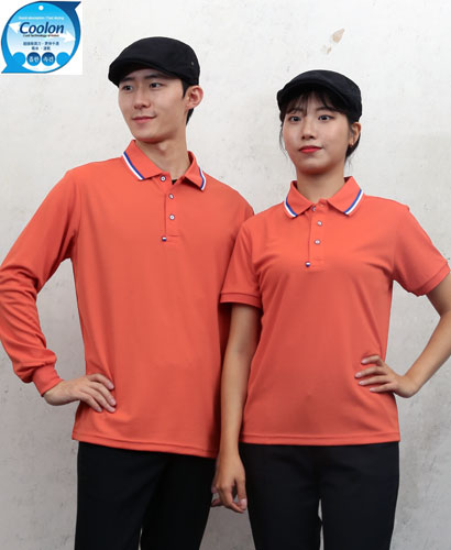 T-30 선홍색 쿨론 3선 에리티셔츠 ㅡㅡㅡ(주머니 없음)