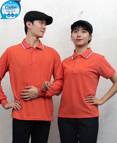 T-30 선홍색 쿨론 3선 에리티셔츠 ㅡㅡㅡ(주머니 없음)