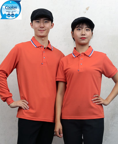 T-30 선홍색 쿨론 3선 에리티셔츠 ㅡㅡㅡ(주머니 없음)