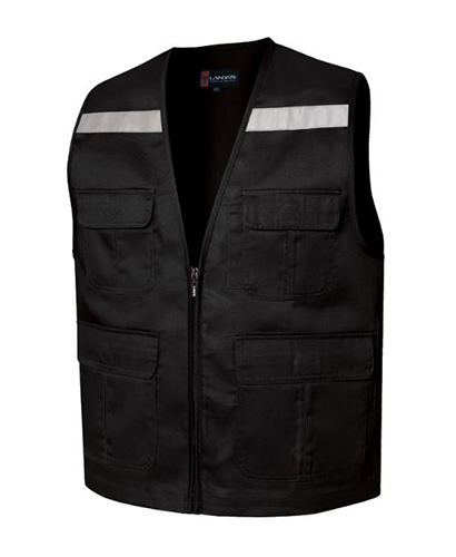 CJ-LD25 검정 V넥 뒤반사판 주차 조끼