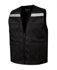 CJ-LD25 검정 V넥 뒤반사판 주차 조끼