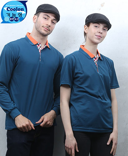 T-2 49 인디블루 기능성 애리배색 체크ㅡㅡ(주머니 없음)