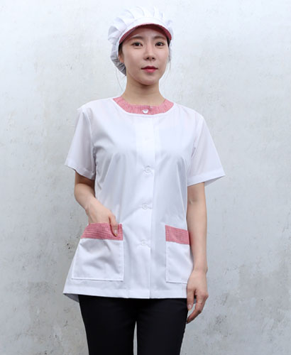 HA-647 레드 라운드체크카라 반팔