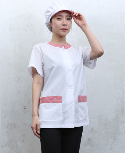 HA-647 레드 라운드체크카라 반팔