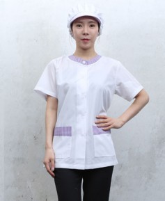 HA-646 보라 라운드체크카라 반팔