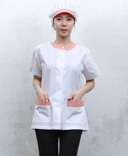 HA-645 오렌지체크 라운드카라 반팔