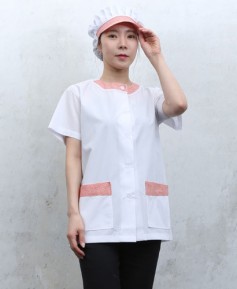 HA-645 오렌지체크 라운드카라 반팔