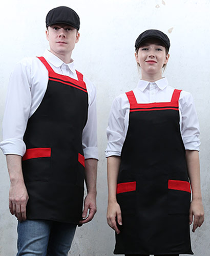 AP-29 블랙 가슴 두줄 배색 앞치마