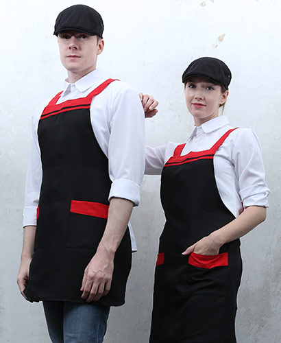 AP-29 블랙 가슴 두줄 배색 앞치마