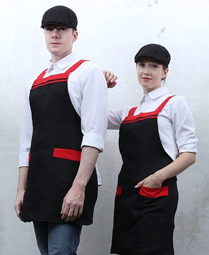 AP-29 블랙 가슴 두줄 배색 앞치마