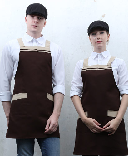 AP-31 커피가슴 두줄 배색 앞치마 (141)