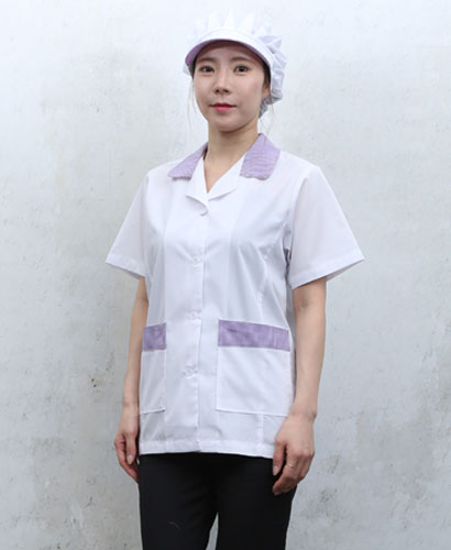 HA-650 보라 체크카라 반팔