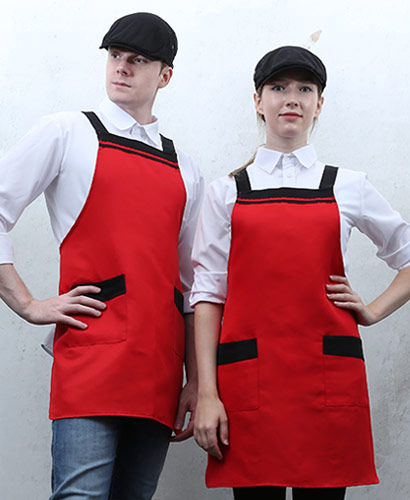 AP-32 레드가슴 두줄 배색 앞치마