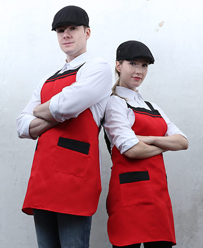 AP-32 레드가슴 두줄 배색 앞치마