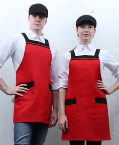 AP-32 레드가슴 두줄 배색 앞치마