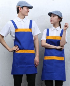 AP-99 코발트 노랑띠 배색 앞치마   ◎ 면혼방◎