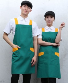 AP-743 초록 노랑띠 포인트 앞치마ㅡㅡ ◐면혼방 ◑