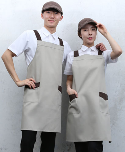 AP-740 베이지 커피띠포인트 앞치마ㅡ◐면혼방 ◑