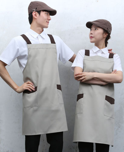 AP-740 베이지 커피띠포인트 앞치마ㅡ◐면혼방 ◑