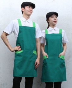 AP-731 초록 어깨끈 배색 앞치마 ㅡㅡ ◐ 면혼방 ◀