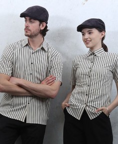 Y-742 엣지 베이지 검 스트라이프ㅡ ㅡ반팔