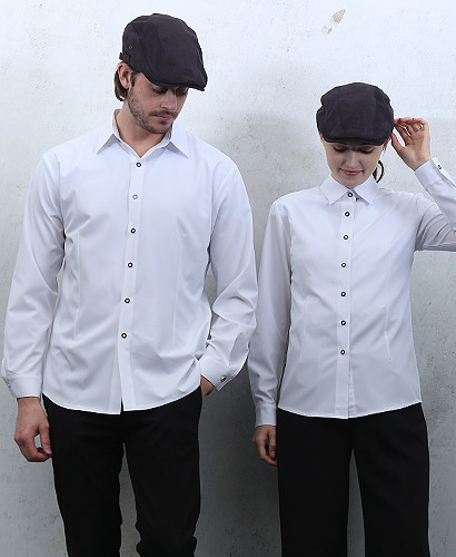 Y-814 남녀 검단 화이트 무지 셔츠ㅡㅡ긴팔