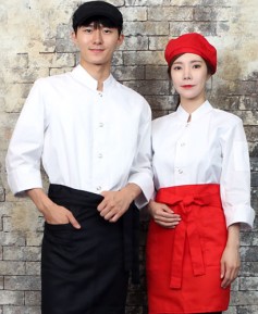 KO-715-2  화이트 원버튼 스냅 조리복 (162)