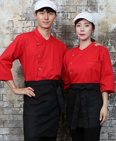 KO-717-4 레드 칠부 슬립 조리복 (152)