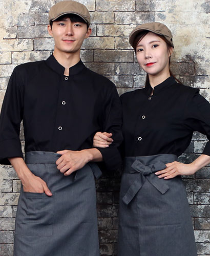 KO-715-1  블랙 원버튼 스냅 조리복 (162)