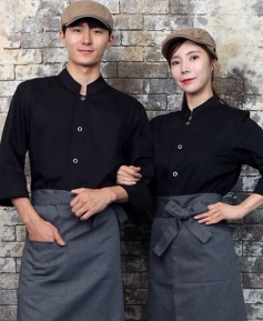 KO-715-1  블랙 원버튼 스냅 조리복 (162)