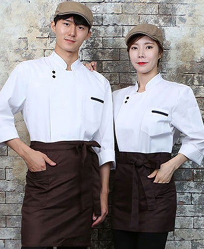 KO-720 화이트 블랙 투버튼 유니크 조리복 (272)