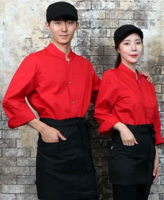 KO-715-4  레드 원버튼 스냅 조리복 (162)