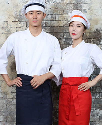 KO-717-2 화이트 칠부 슬립 조리복 (152)